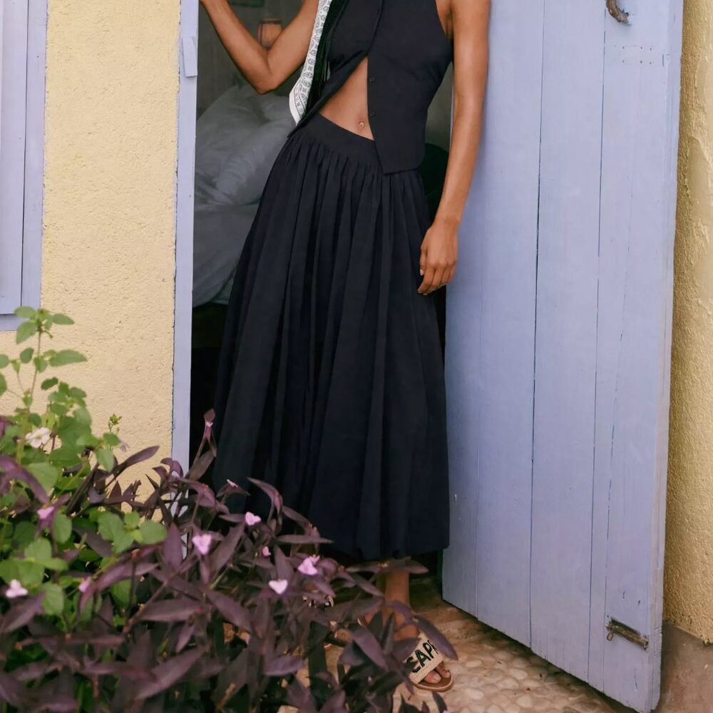 EXTRO&VERT LILY A-LINE BUBBLE MIDI SKIRT - Picture 3 of 10
